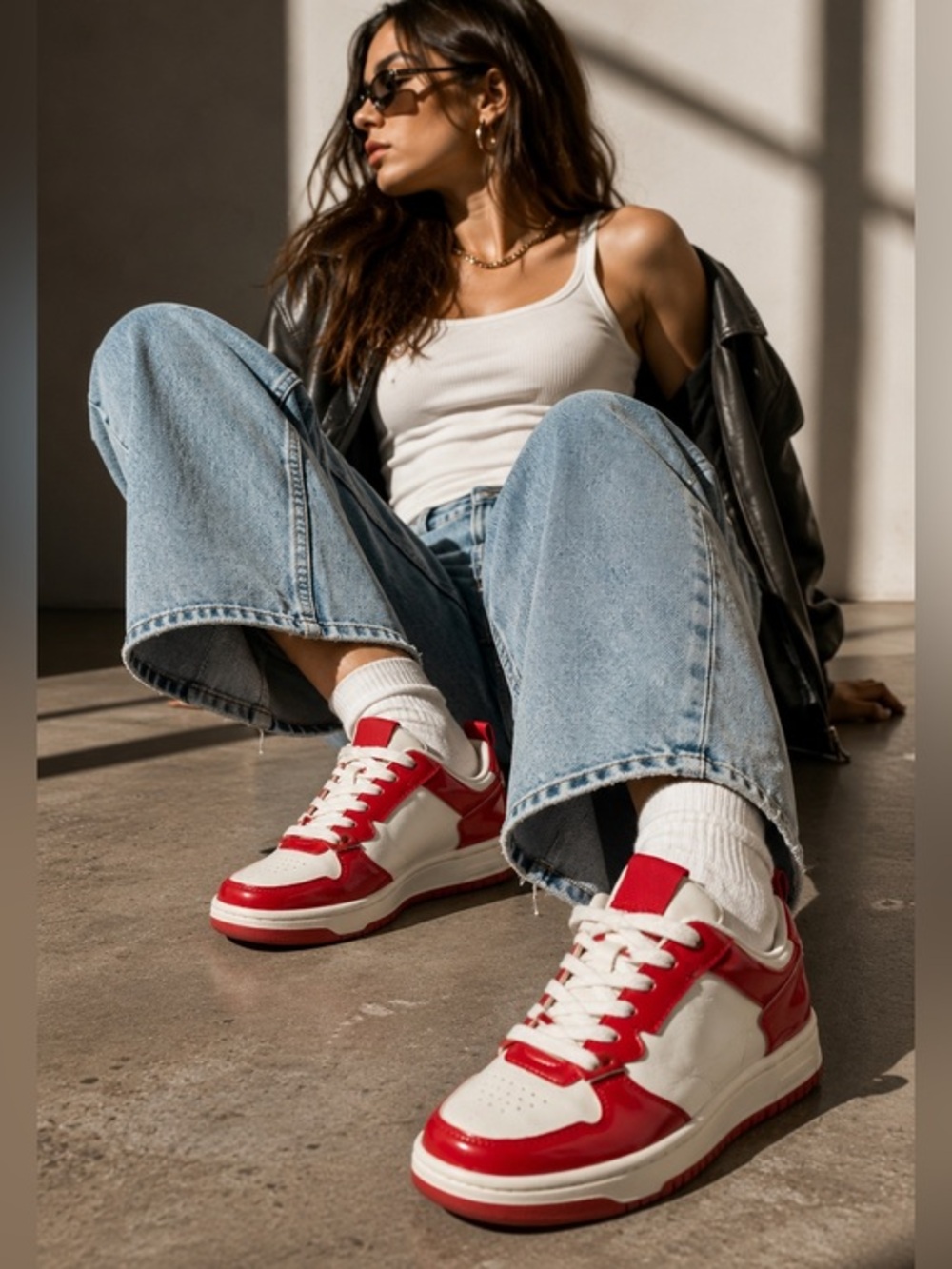 No Boundaries Red White Court Sneakers Size 6 Y2K Indie Sleaze Streetwear